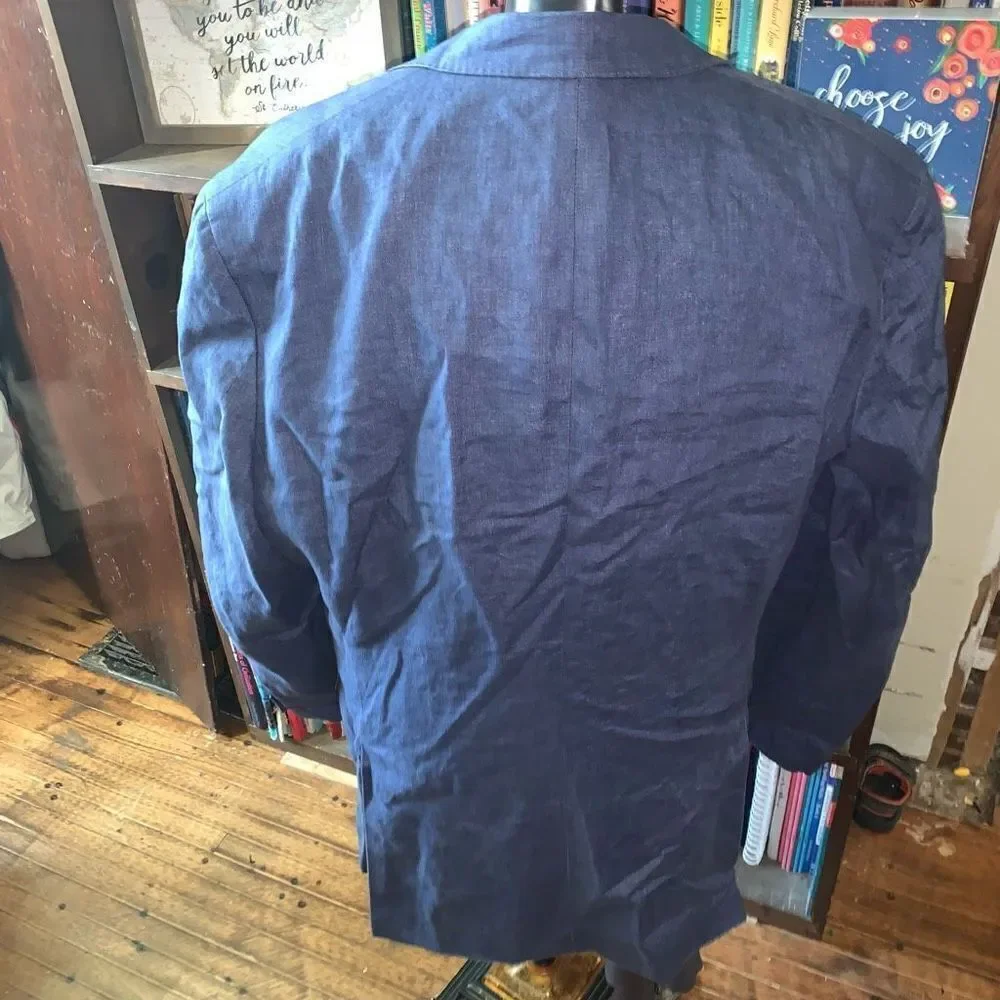 Angelo Litrico linen blend blue tailored fit Eur 52 blazer